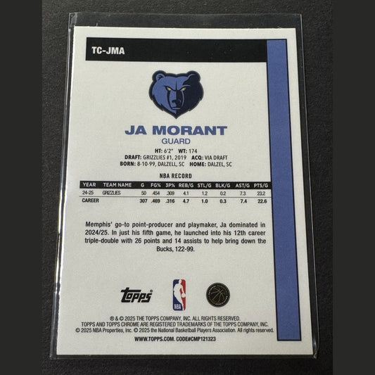 2025-26 Topps NBA Flagship Ja Morant Chrome Silver Pack Mojo Memphis Grizzlies
