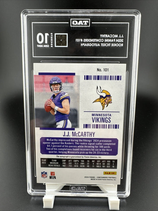 2024 JJ McCarthy Panini Contenders #101 Rookie Ticket Autograph