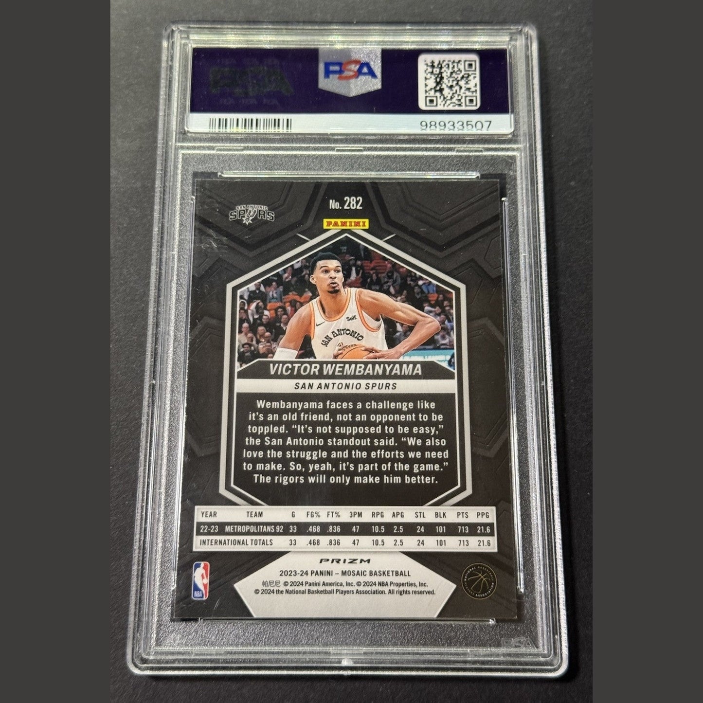 2023 PANINI MOSAIC SILVER #282 VICTOR WEMBANYAMA ROOKIE RC PSA 9