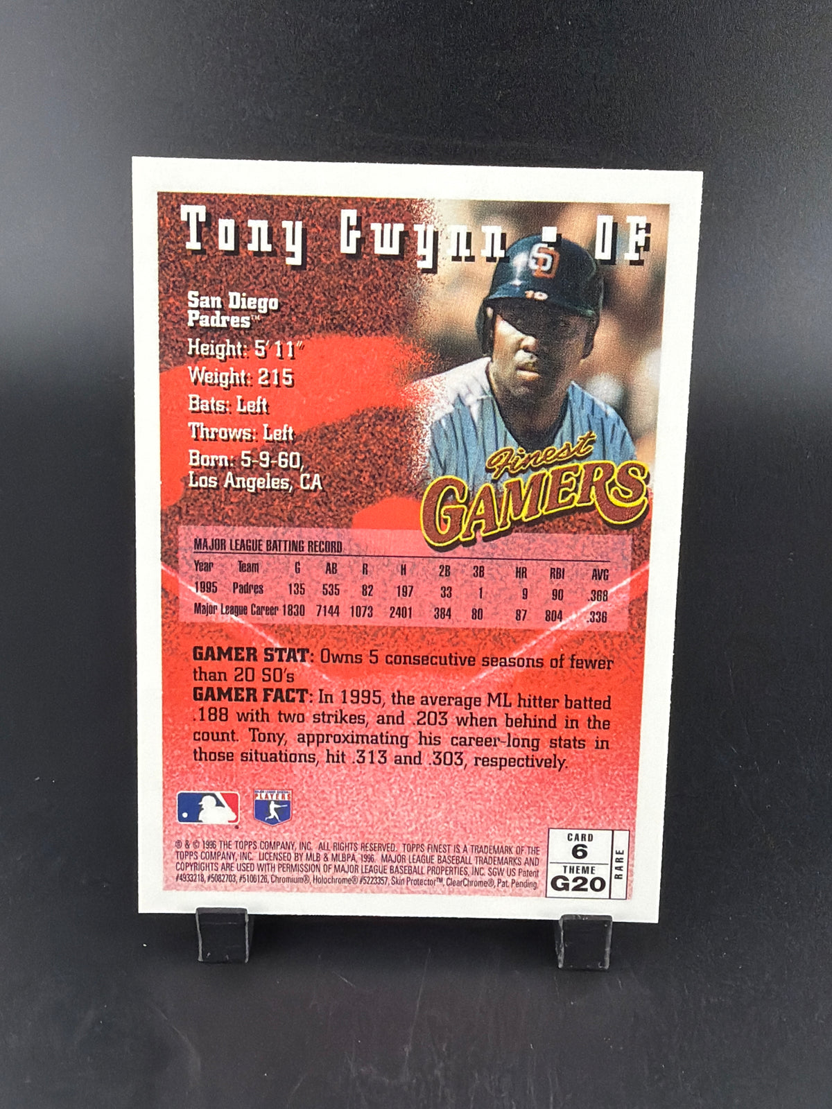 1996 Topps Finest Tony Gwynn #G20 Gold