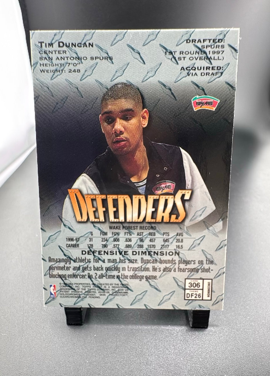 1996 Topps Finest Defenders Tim Duncan #DF26