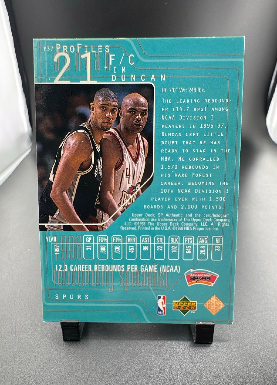 1998 Upper Deck SP Authentic Profiles Tim Duncan #P37