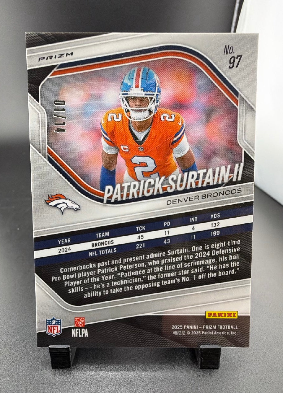 2025 Panini Prizm Patrick Surtain II #97 Blue Pulsar /14
