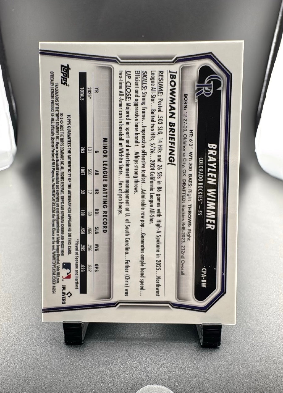 2024 Topps Bowman Chrome Braylen Wimmer #CPA-BW Green Mojo Refractor /99