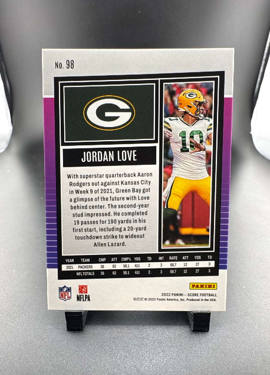 2022 Panini Score Football Jordan Love #98 Green /125