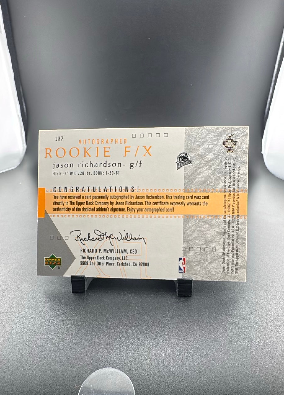 2002 SP Authentic Jason Richardson #137 Autographed Rookie F/X