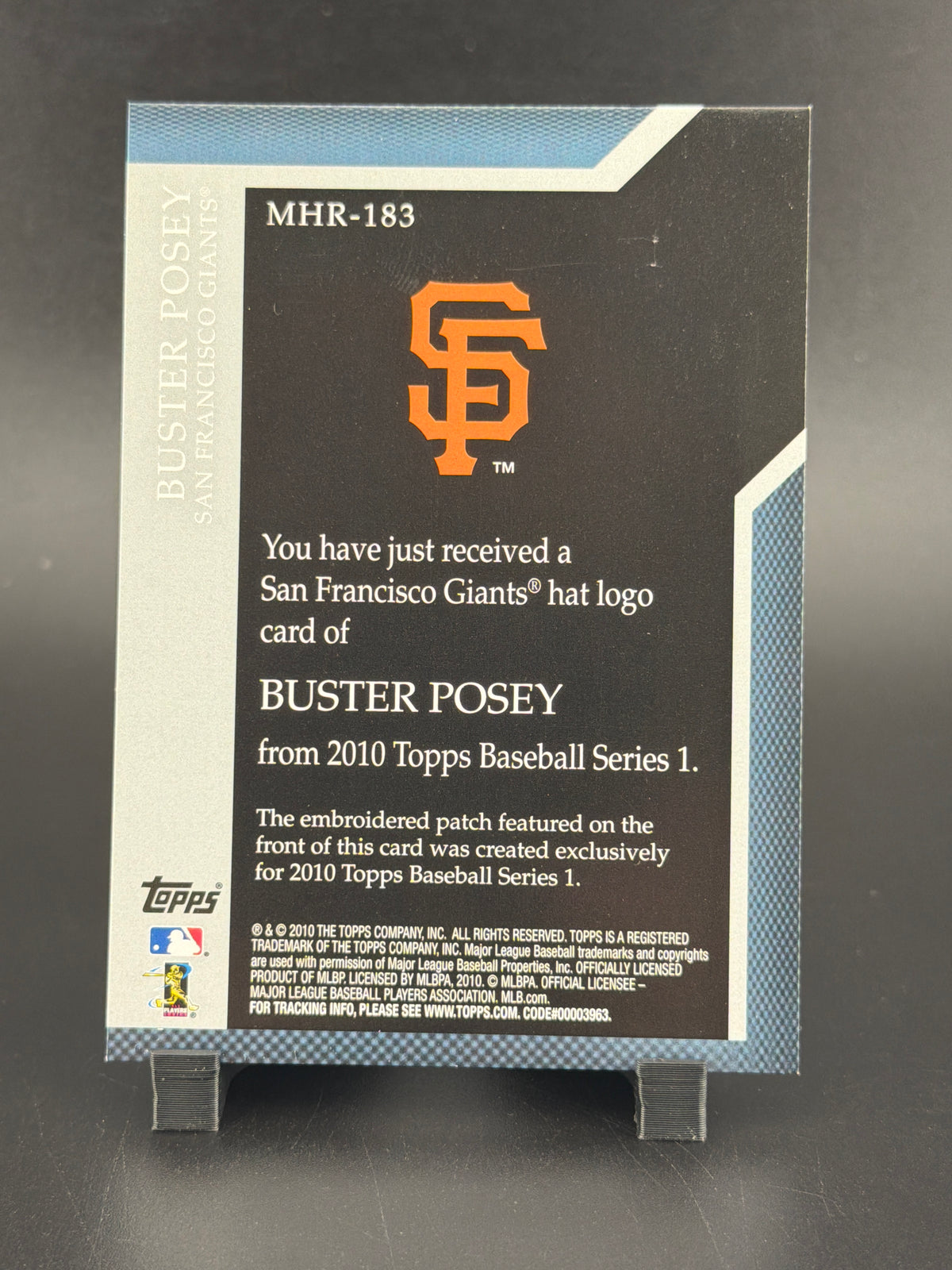 2010 Topps Buster Posey #MHR-183 /99 Patch