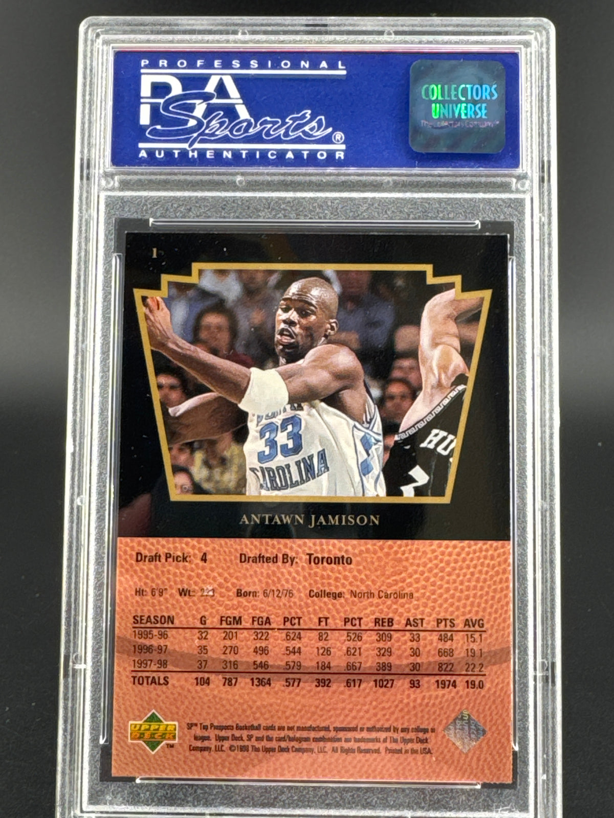 1998 SP Top Prospects Antawn Jamison #1 PSA 9