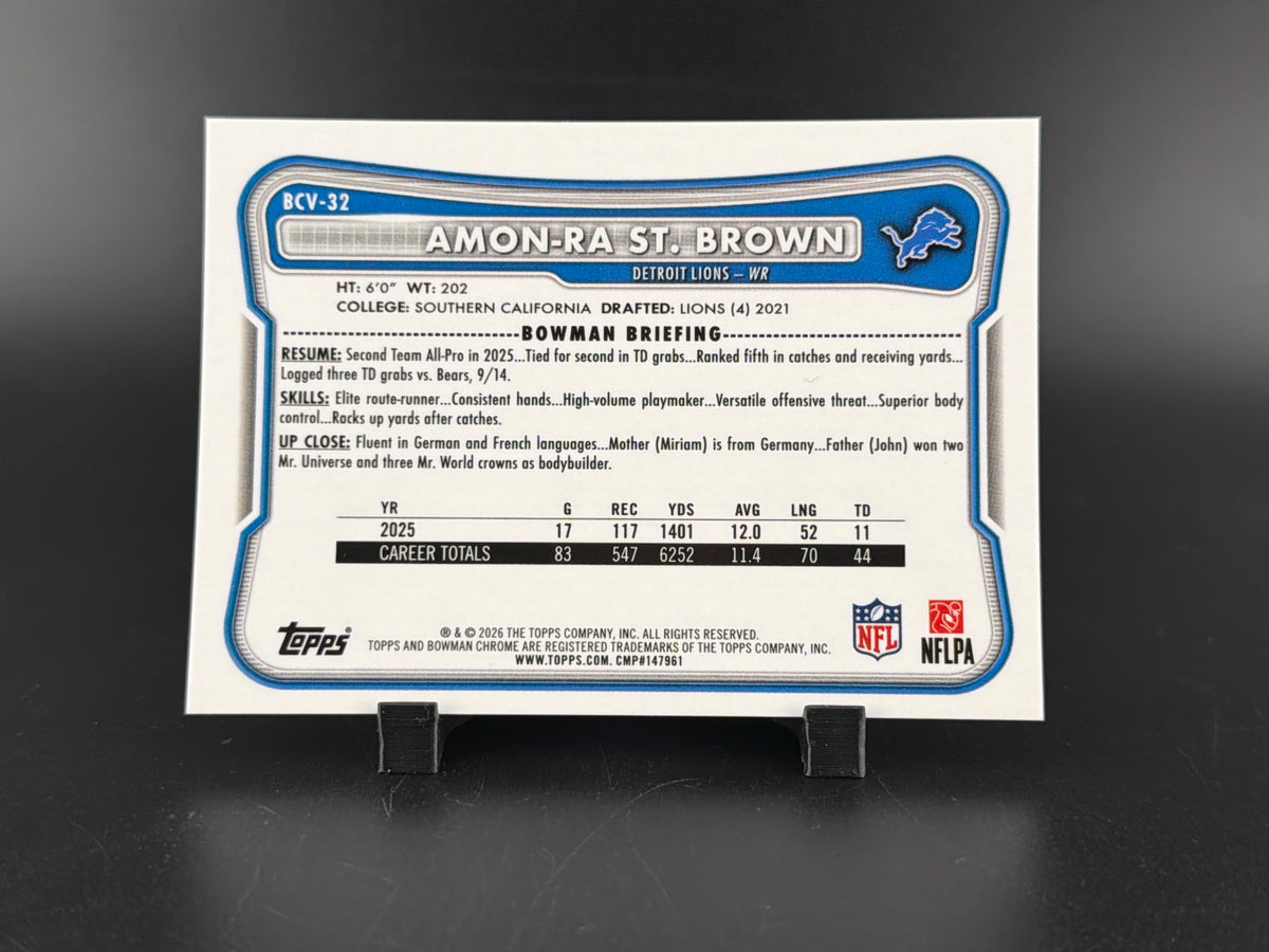 2025 Topps Bowman Chrome Amon-Ra St. Brown #BCV-32 Gold Mojo Refractor