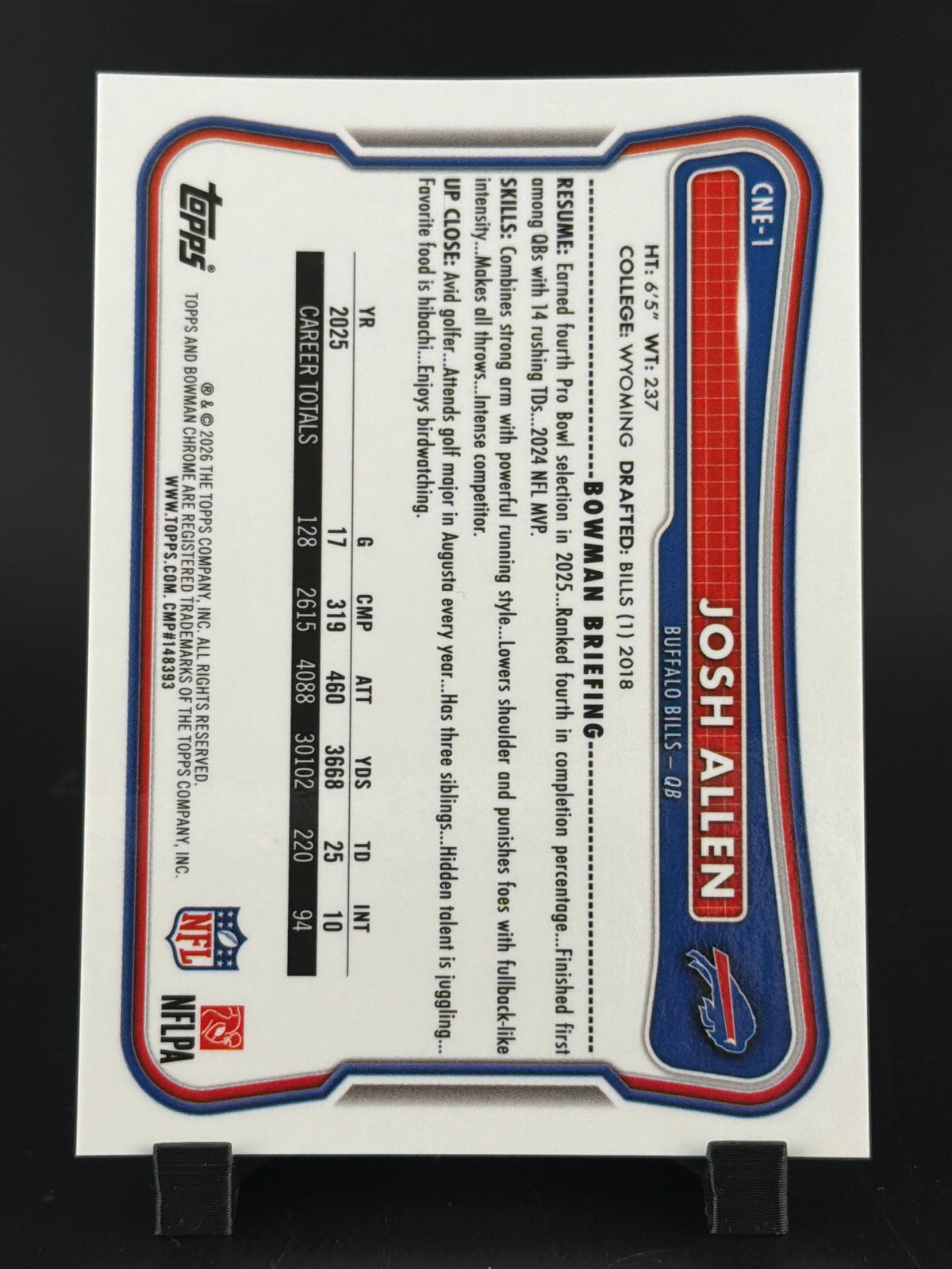 2026 Topps Bowman Chrome Josh Allen #CNE-1