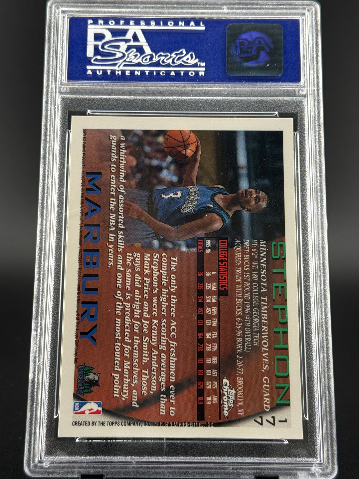 1996 Topps Chrome Stephon Marbury #177 PSA 9