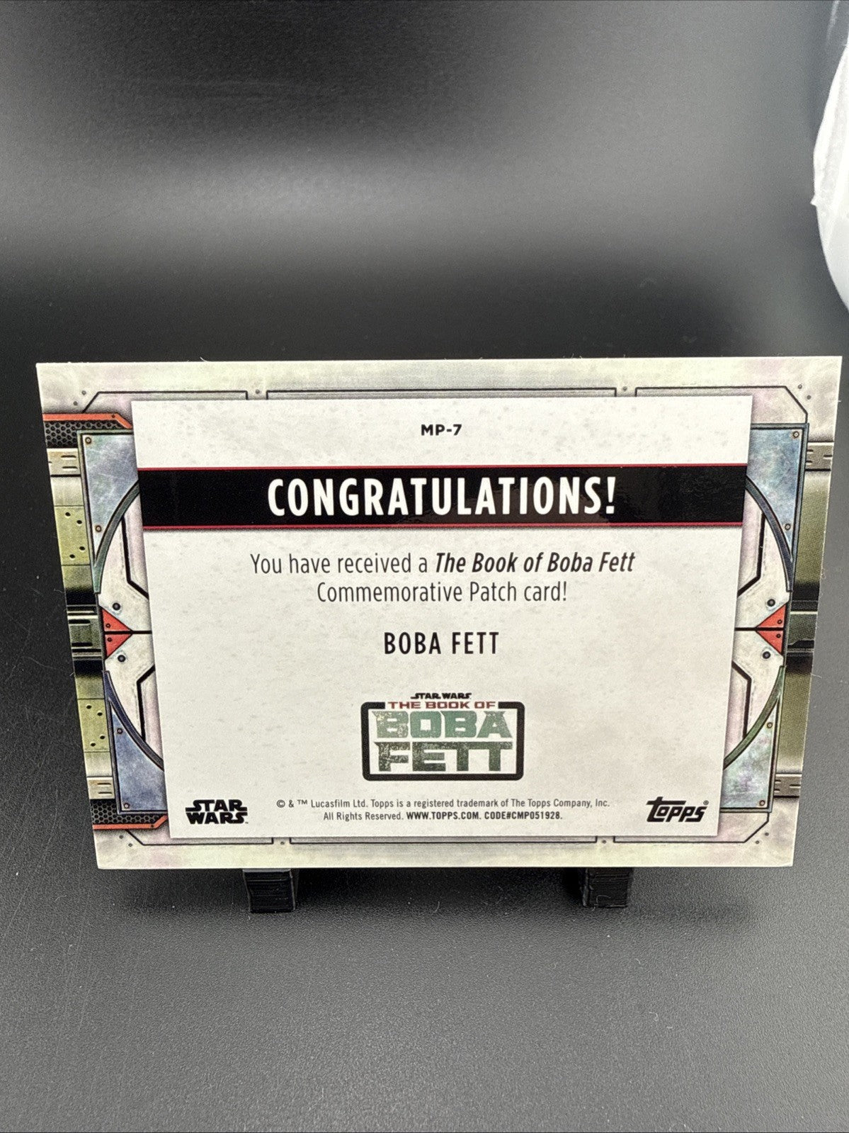 2022 STAR WARS - BOBA FETT - The Book of Boba Fett Commemorative Patch Card MP-7