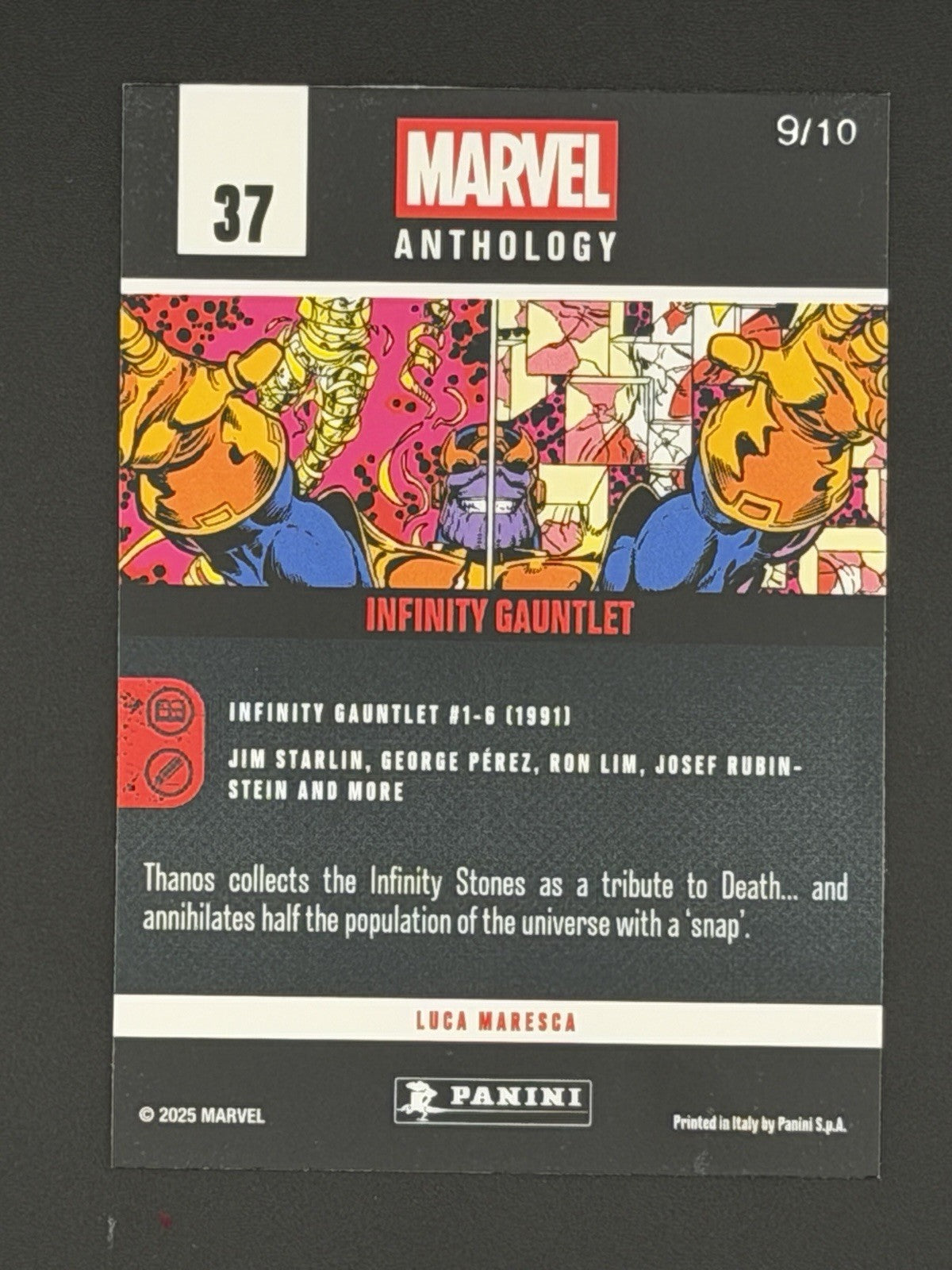 2025 Panini Marvel Anthology #37 Infinity GauntleT 9/10 Cosmo Holo THANOS