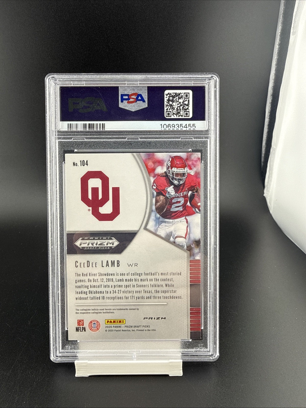 2020 Ceedee Lamb Prizm DP Draft Pick Red Prizm #104 Psa 10 Rookie RC Color Match