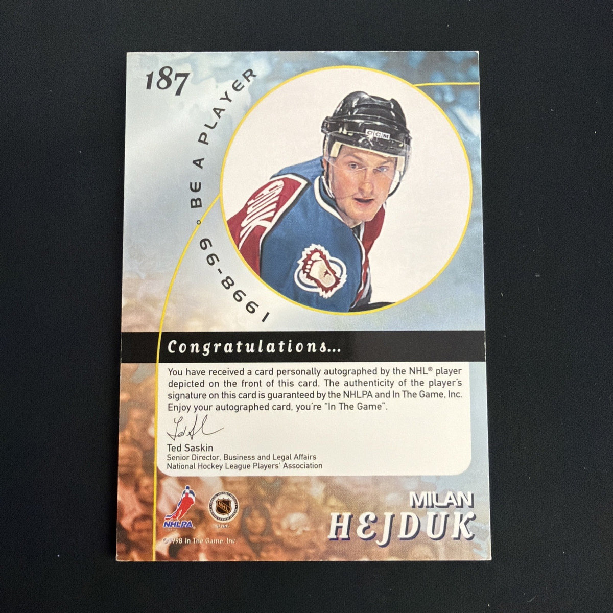 1998-99 In the Game Be A Player - Milan Hejduk #187 Silver Autographs (AU, RC)