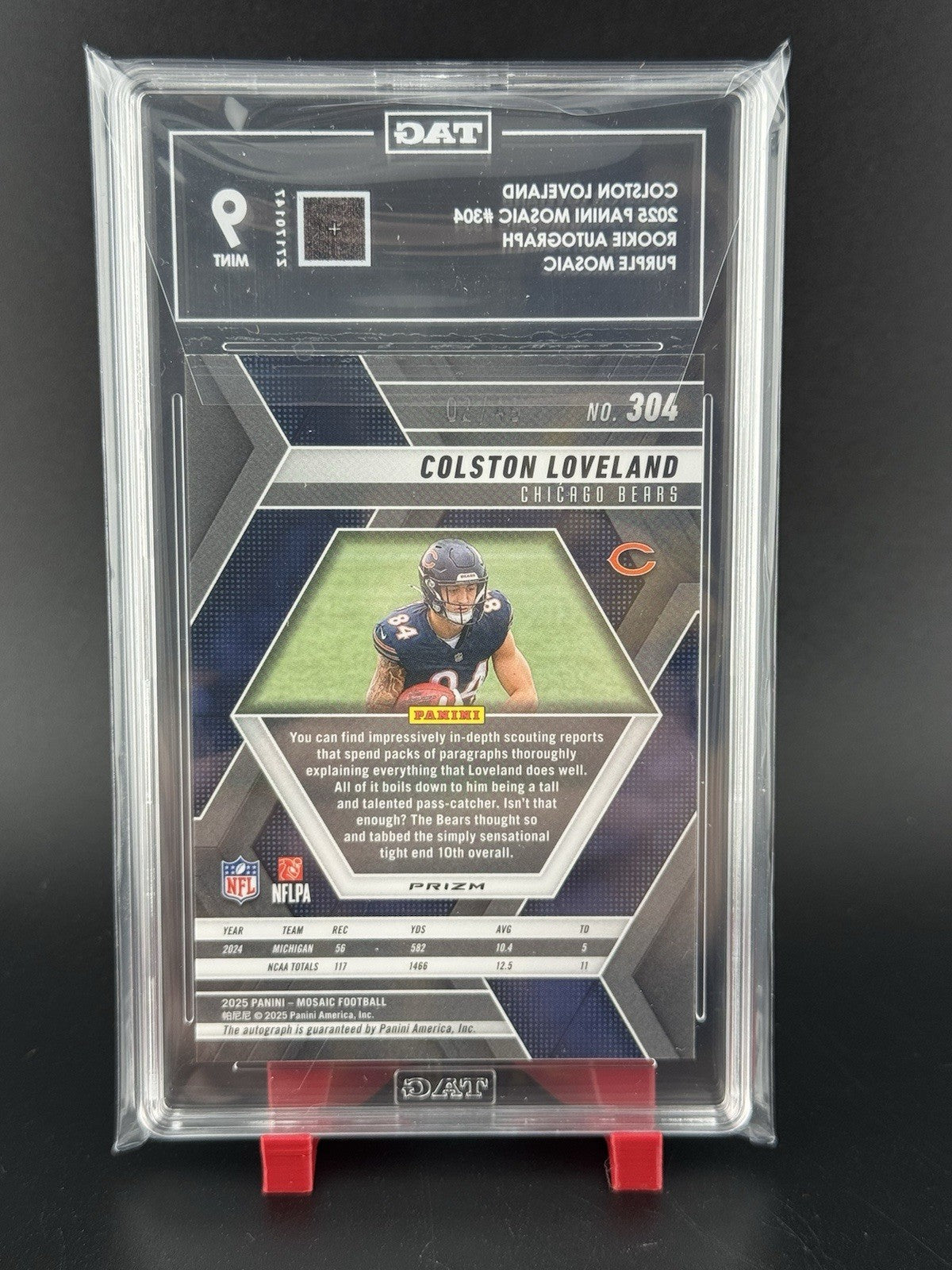 COLSTON LOVELAND 2025 Panini Mosaic Rookie Auto Purple Prizm /49 #304 Bears TAG