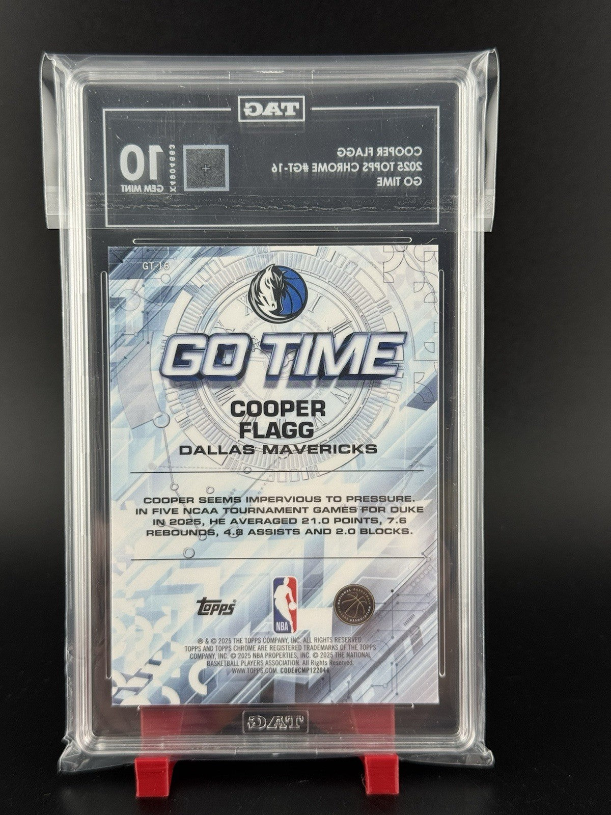 2025-26 Topps Chrome - Go Time Cooper Flagg #GT-16 (RC) TAG 10