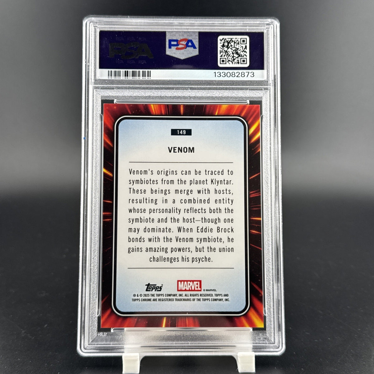 2025 Topps Chrome Marvel Venom #149 Blue & Red Spider Web Refractor /62 PSA 8
