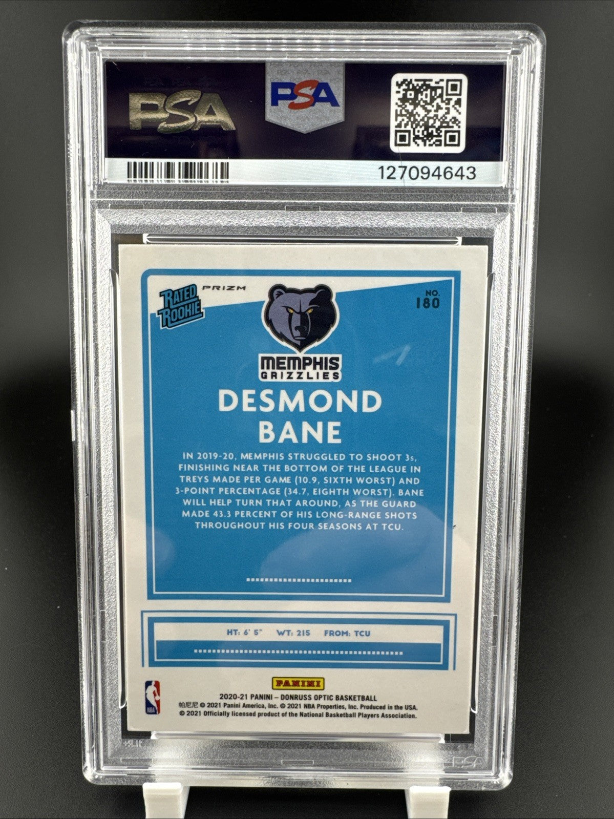 2020 Donruss Optic Desmond Bane Target Box Set #180 PSA 10