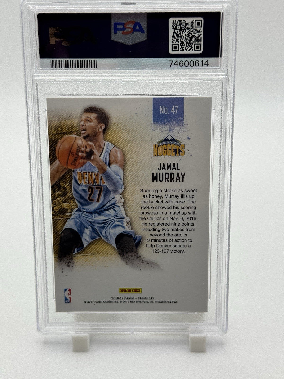 2016-17 Panini Day Jamal Murray Static RC Rookie 9/10 PSA 10 POP 2 Nuggets
