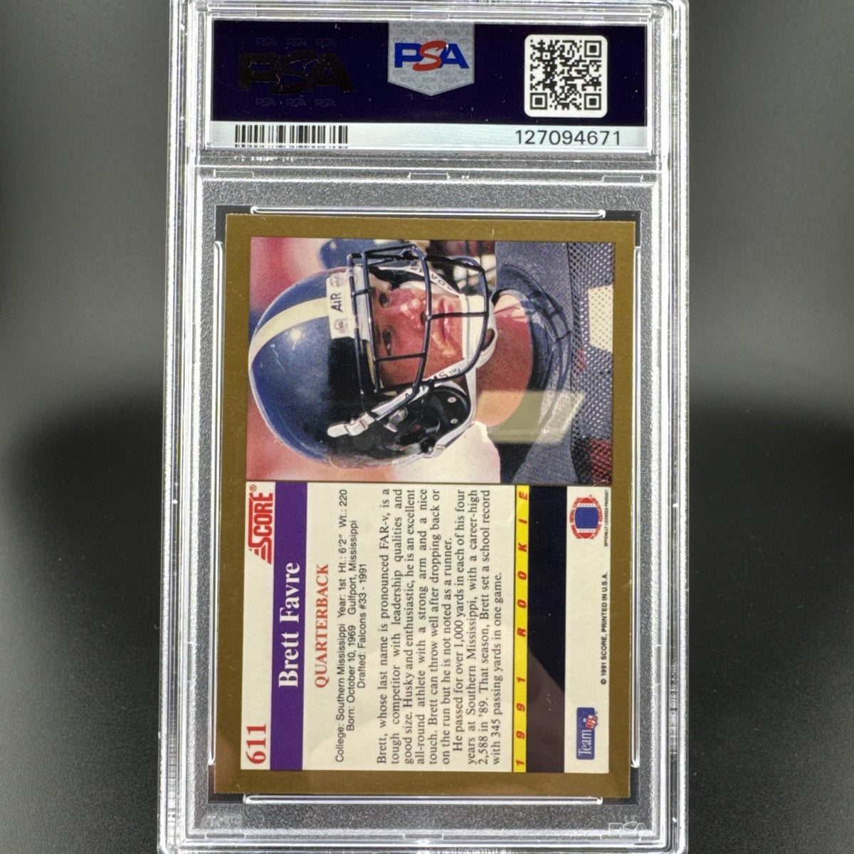 1991 Score Brett Favre Rookie Card #611 PSA 8