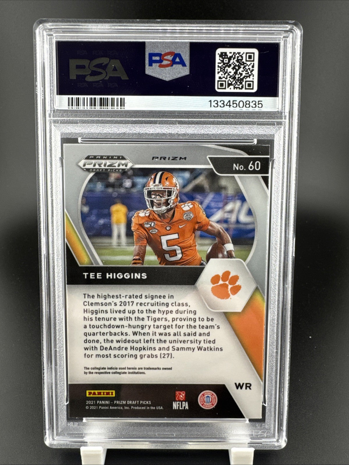2021 Panini Prizm Draft Picks Gold Ice Prizm Tee Higgins #60 PSA 8