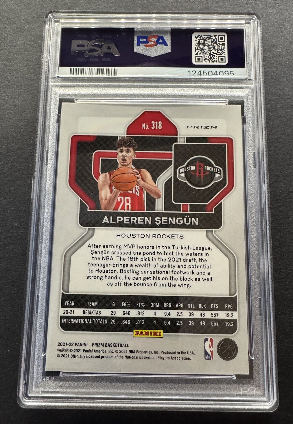 2021-22 Panini Prizm Alperen Sengun #318 Purple Wave Prizm (RC) PSA 9 !