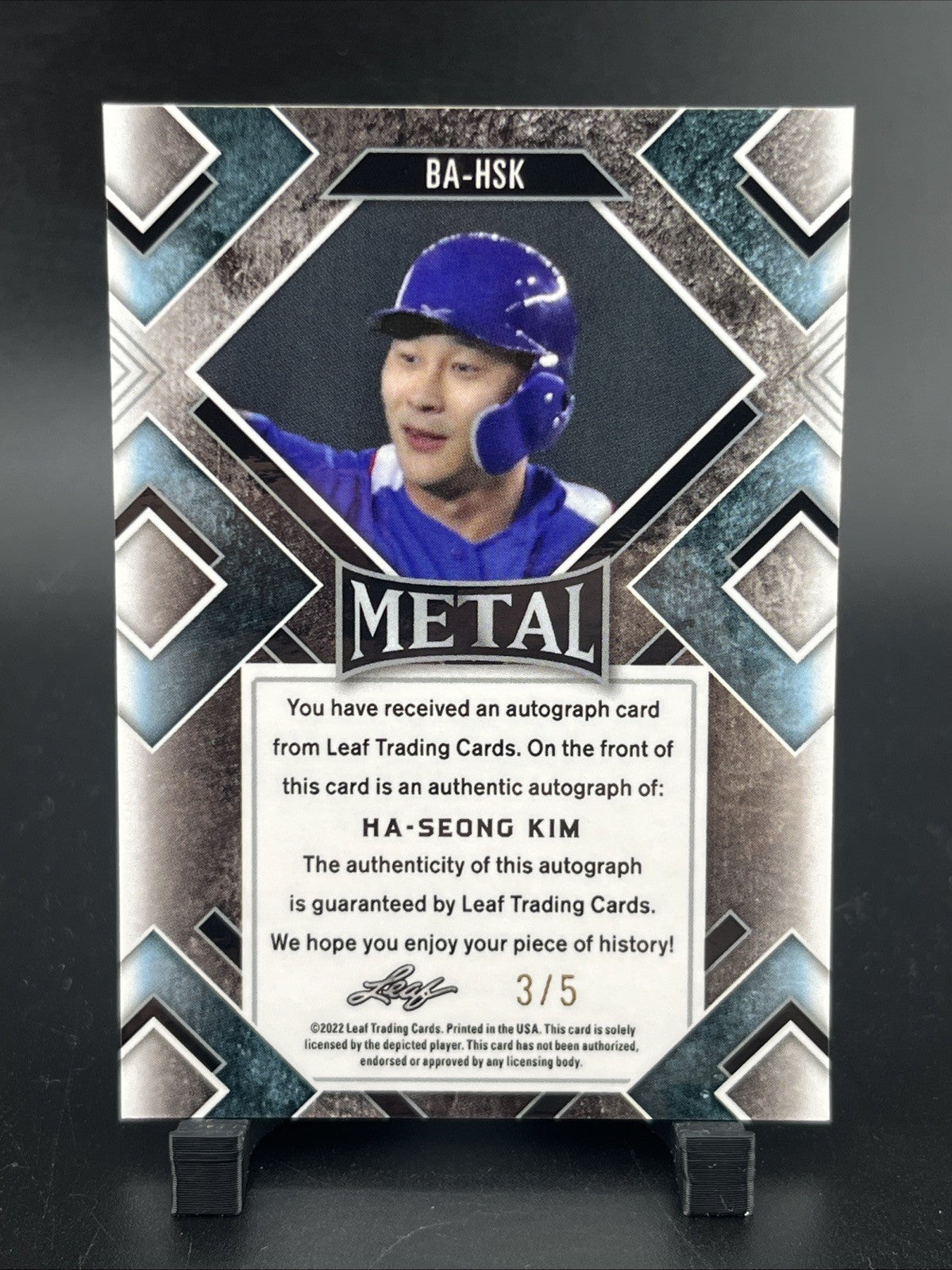 2022 Leaf Metal - Ha-Seong Kim #BA-HSK Zebra Prismatic /5 (AU)