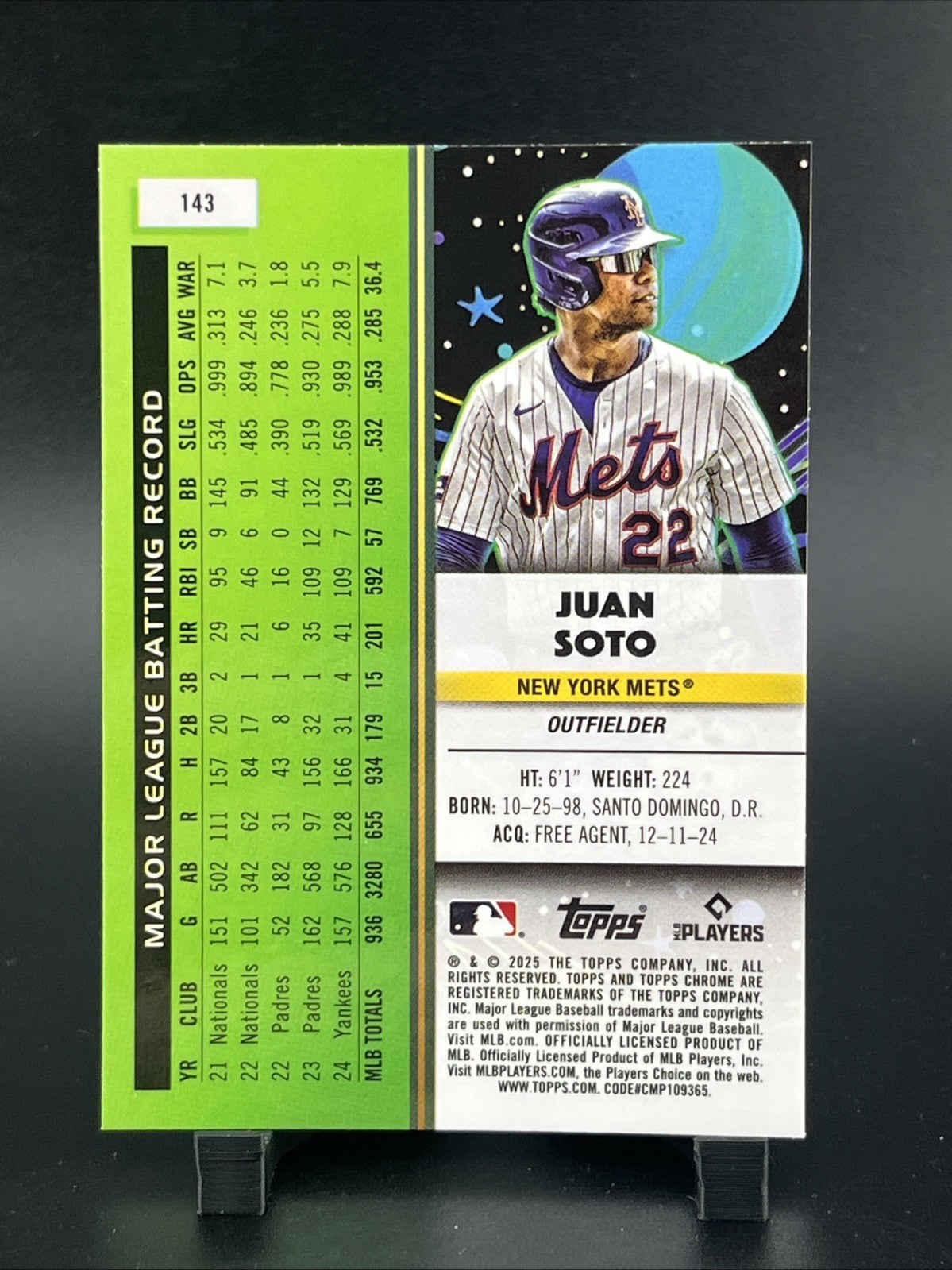 2025 Topps Cosmic Chrome - Juan Soto #143 Purple Nebula Refractor /150