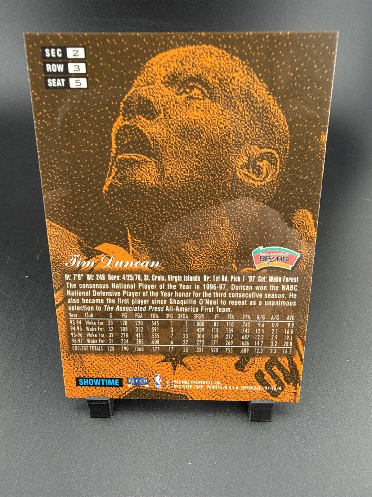 1997-98 Flair Showcase - Tim Duncan #5 Row 3 (RC)