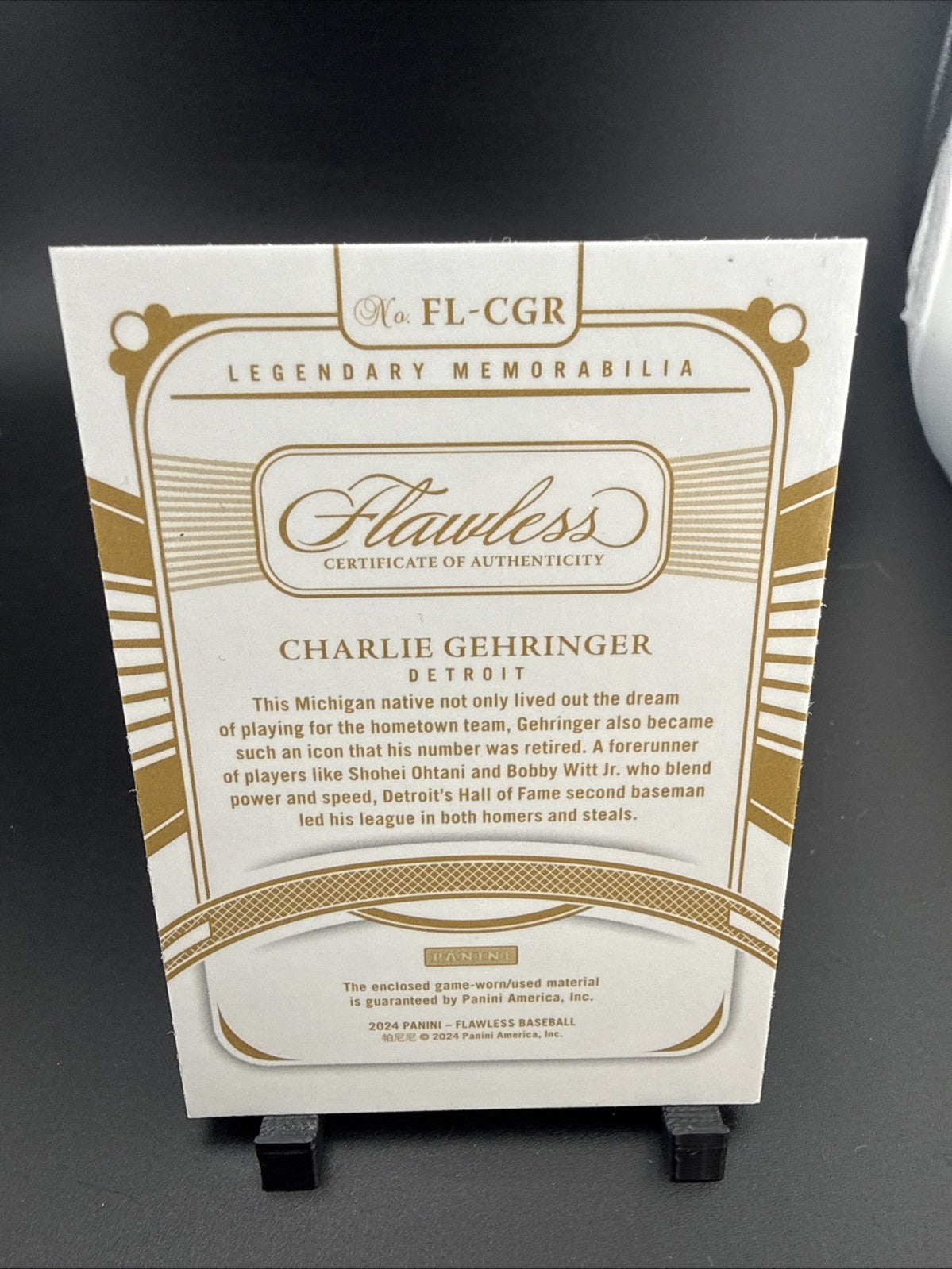 2024 Panini Flawless - Flawless Legendary Memorabilia Charlie Gehringer #FL-CGR