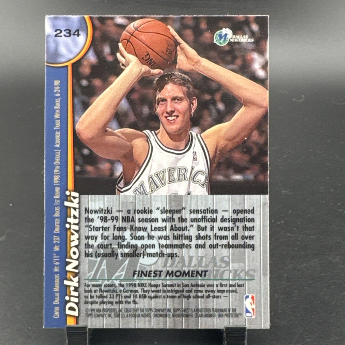 1998-99 Topps Finest - Dirk Nowitzki #234 (RC) With Protective Peel