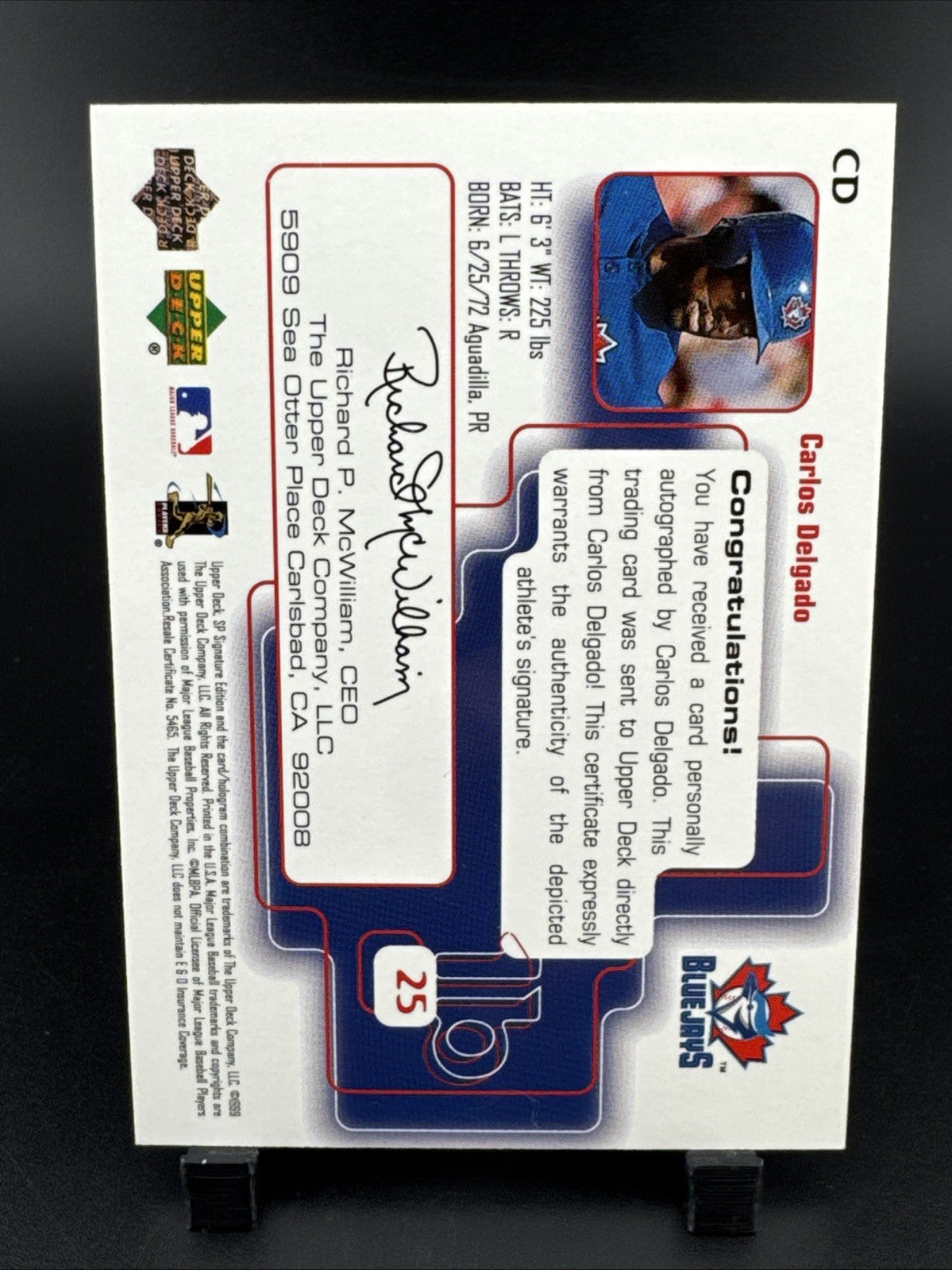 1999 SP Signature Edition - Autographs Carlos Delgado #CD (AU)
