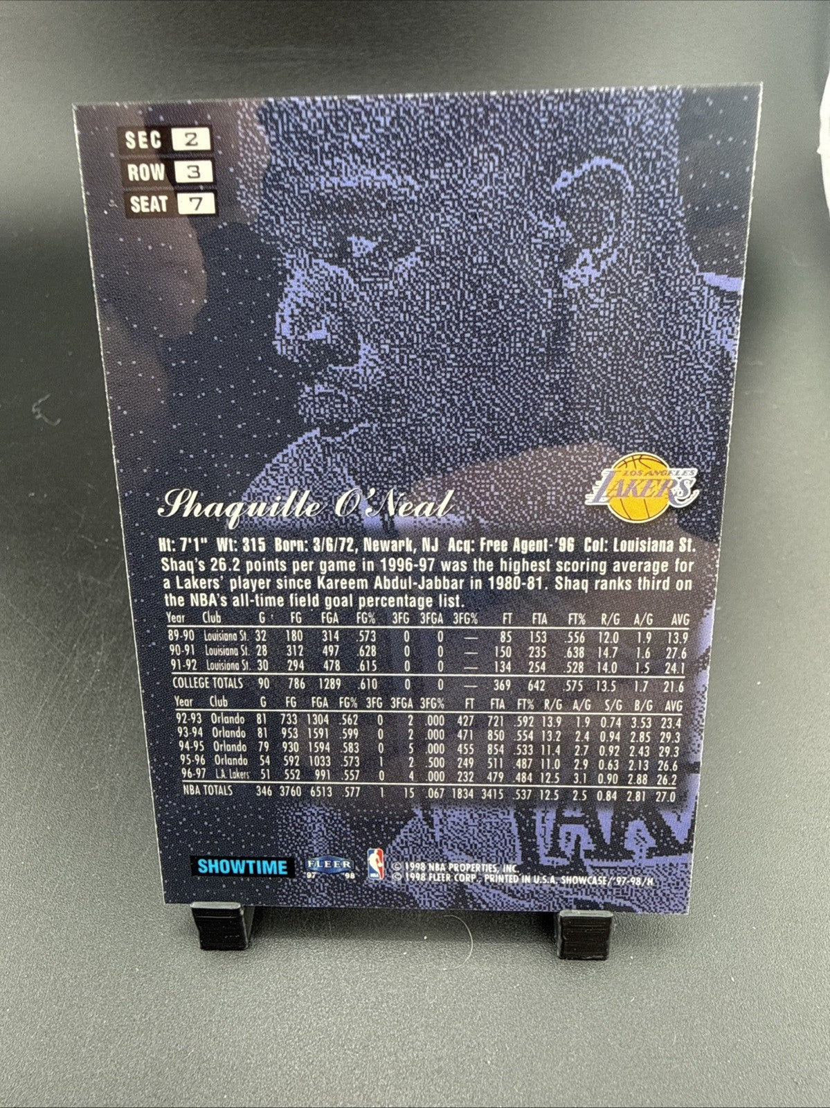 1997-98 Flair Showcase - Shaquille O'Neal #7 Row 3