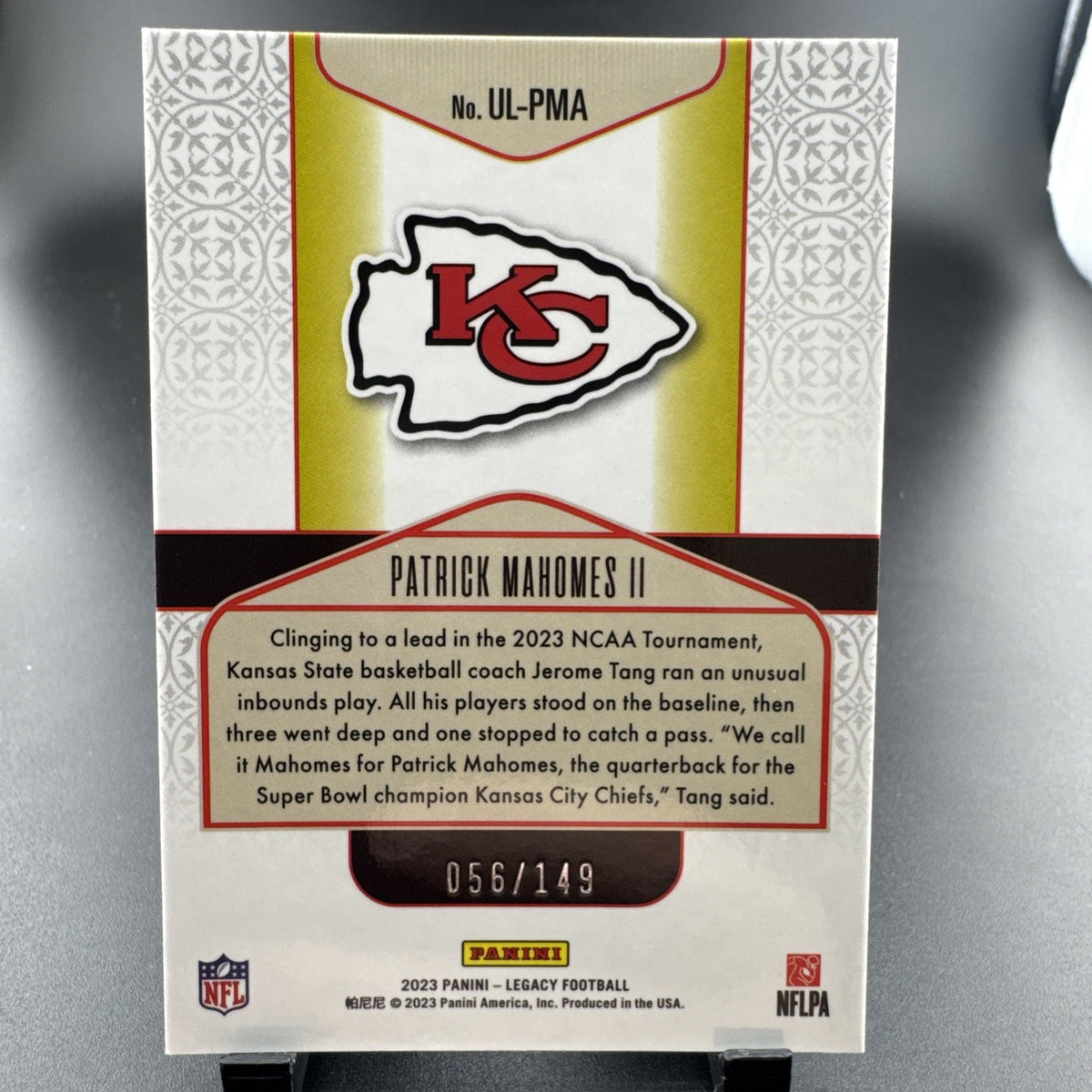 2023 Panini Legacy - Under the Lights Patrick Mahomes II #UL-PMA Orange /149
