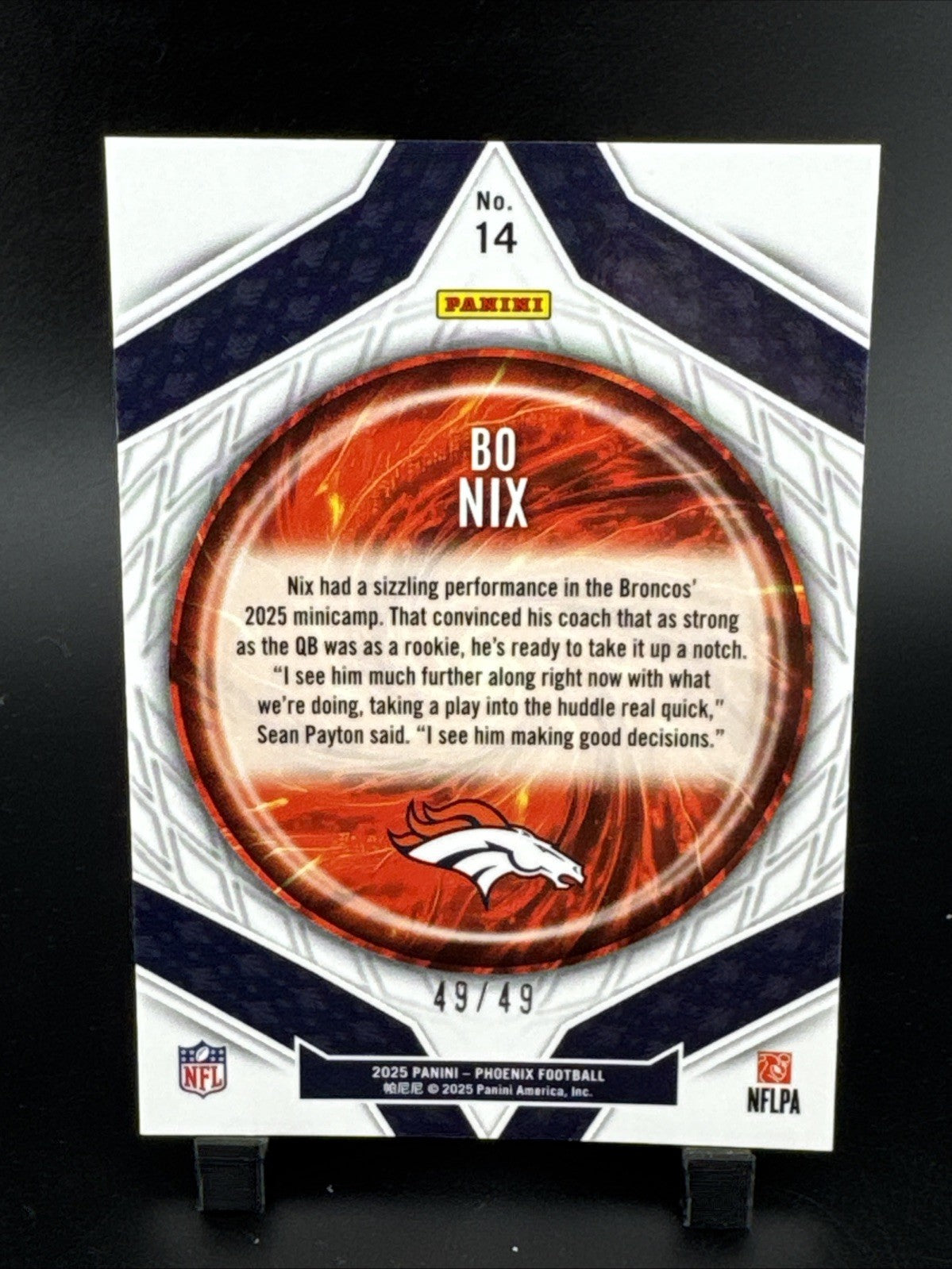 2025 Panini Phoenix - Paragon Bo Nix #14 Yellow Mojo /49 BOOKEND