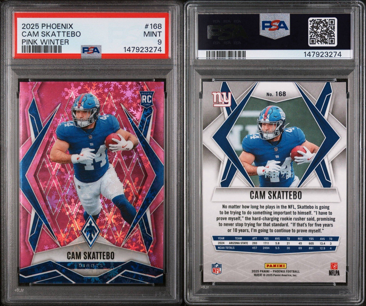 2025 Panini Phoenix - Rookies Cam Skattebo #168 Pink Winter /299 (RC)