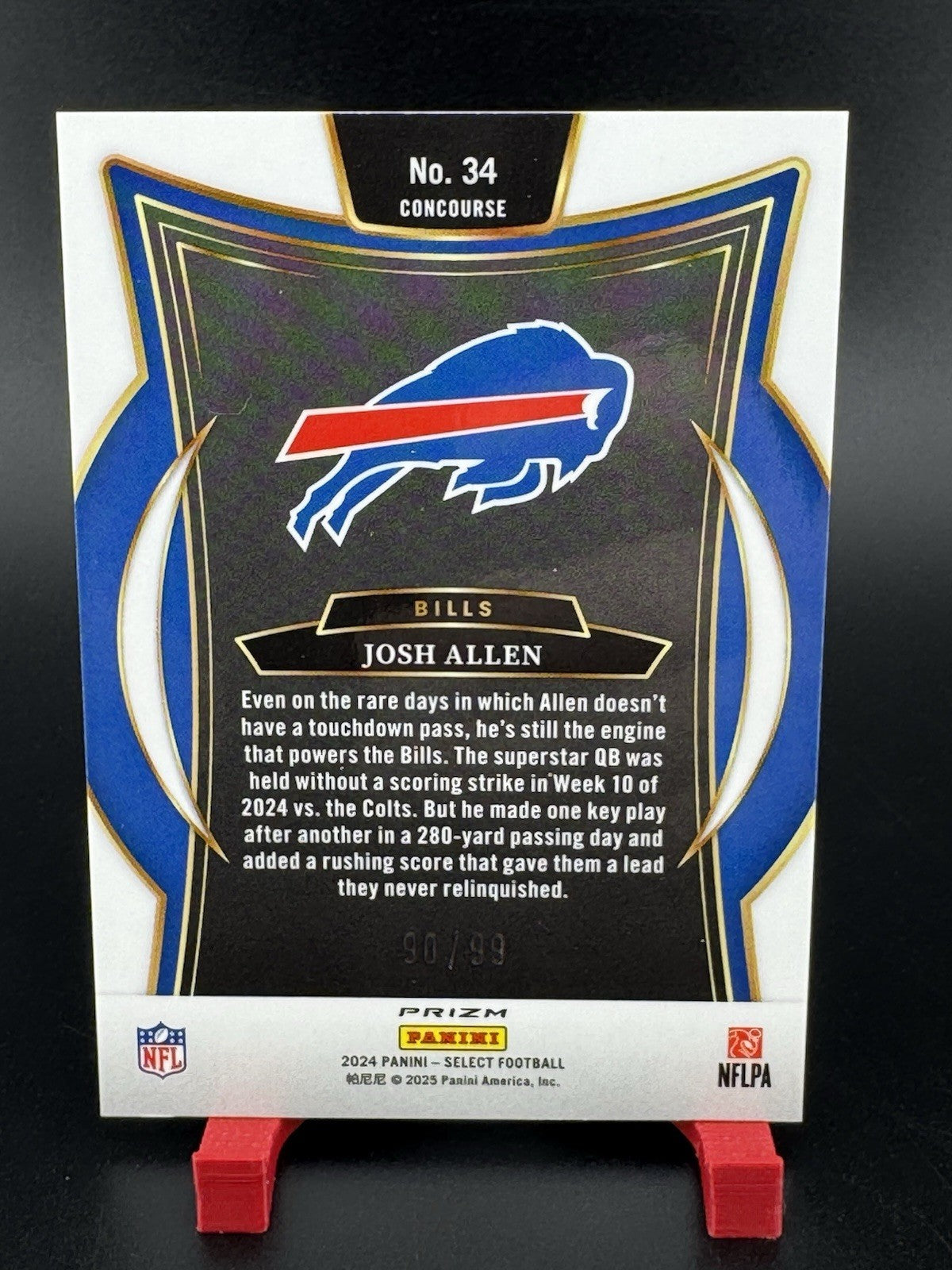 2024 Panini Select Josh Allen Concourse Red Prizm #/99 Bills
