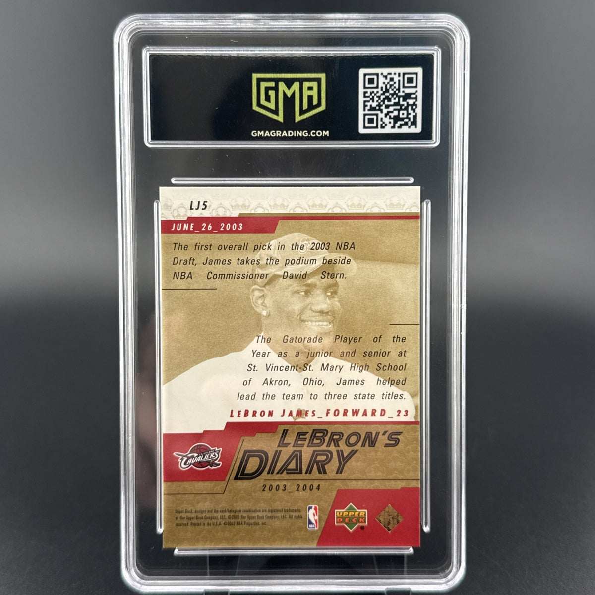 2003-04 Upper Deck Lebron's Diary LeBron James #LJ5 (RC) GMA 10