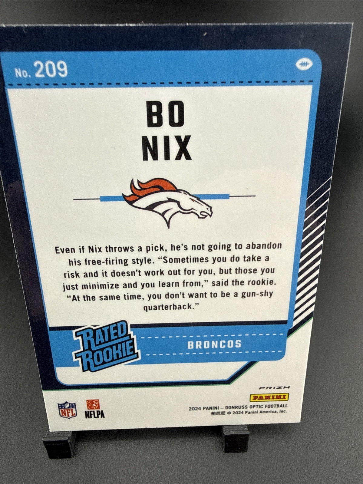 2024 Panini Donruss Optic - Rated Rookie Bo Nix #209 Purple Shock Prizm (RC)