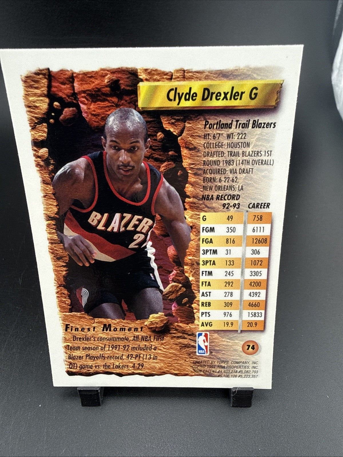 1993-94 Topps Finest - Clyde Drexler #74 Refractor