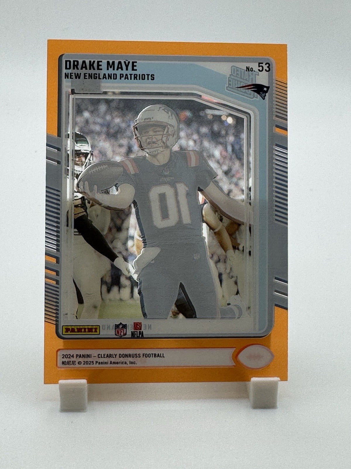 Drake Maye 2024 Panini Clearly Donruss Rated Rookie #53 Orange /199 RC Patriots