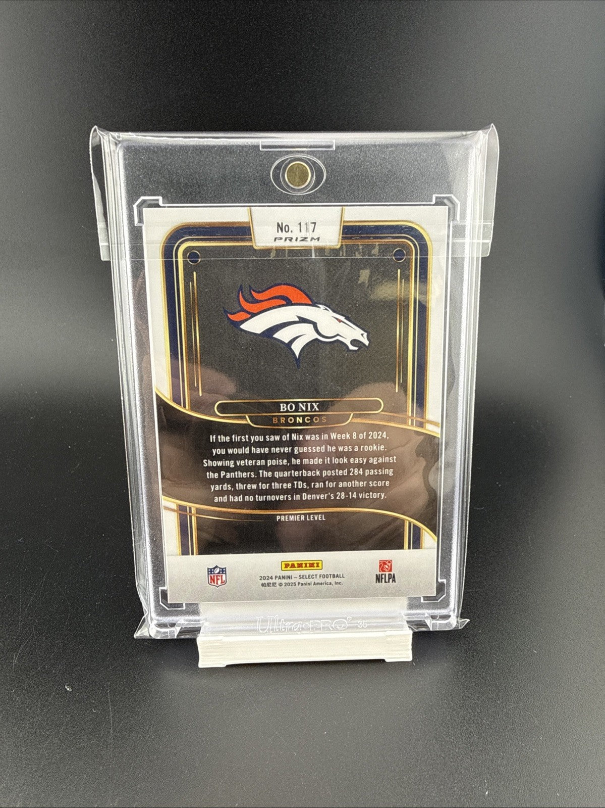 2024 Panini Select - Premier Level Bo Nix #117 Silver Prizm Die-Cut (RC)