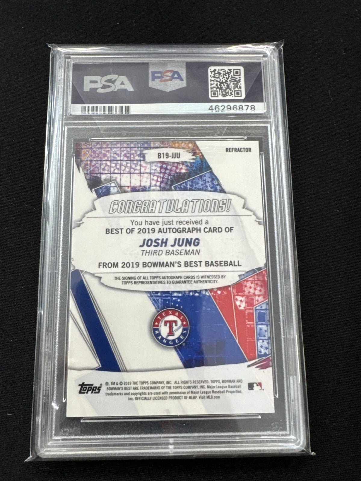2019 Bowman's Best - Autographs Josh Jung #B19-JJU Refractor (AU, RC)
