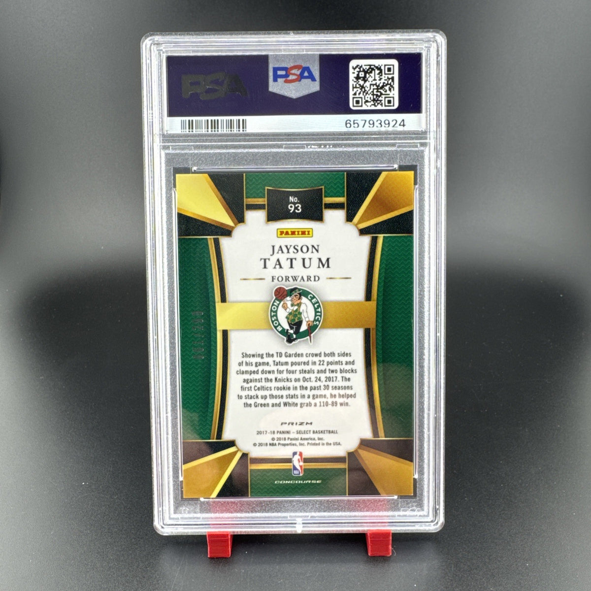 Panini Select 2017-18 Jayson Tatum Rookie Blue Prizm 61/299 93 PSA 10