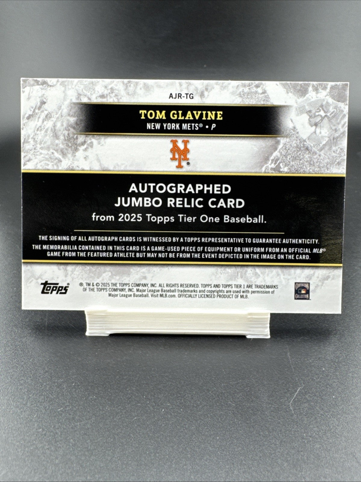 2025 Topps Tier One Tom Glavine Auto Jumbo Relics 29/75 New York Mets