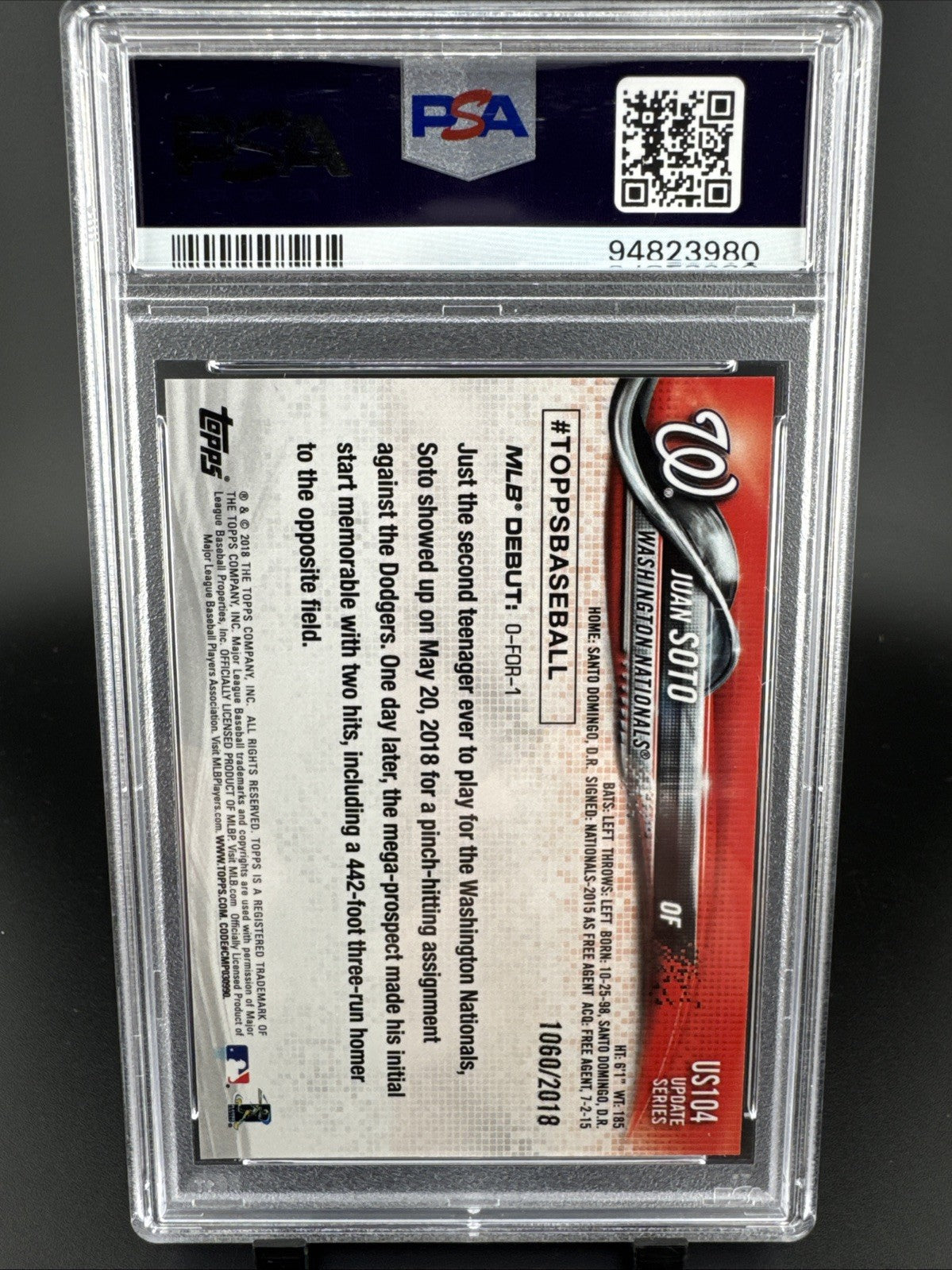2018 Topps Update #US104 Juan Soto RC Gold /2018 PSA 9