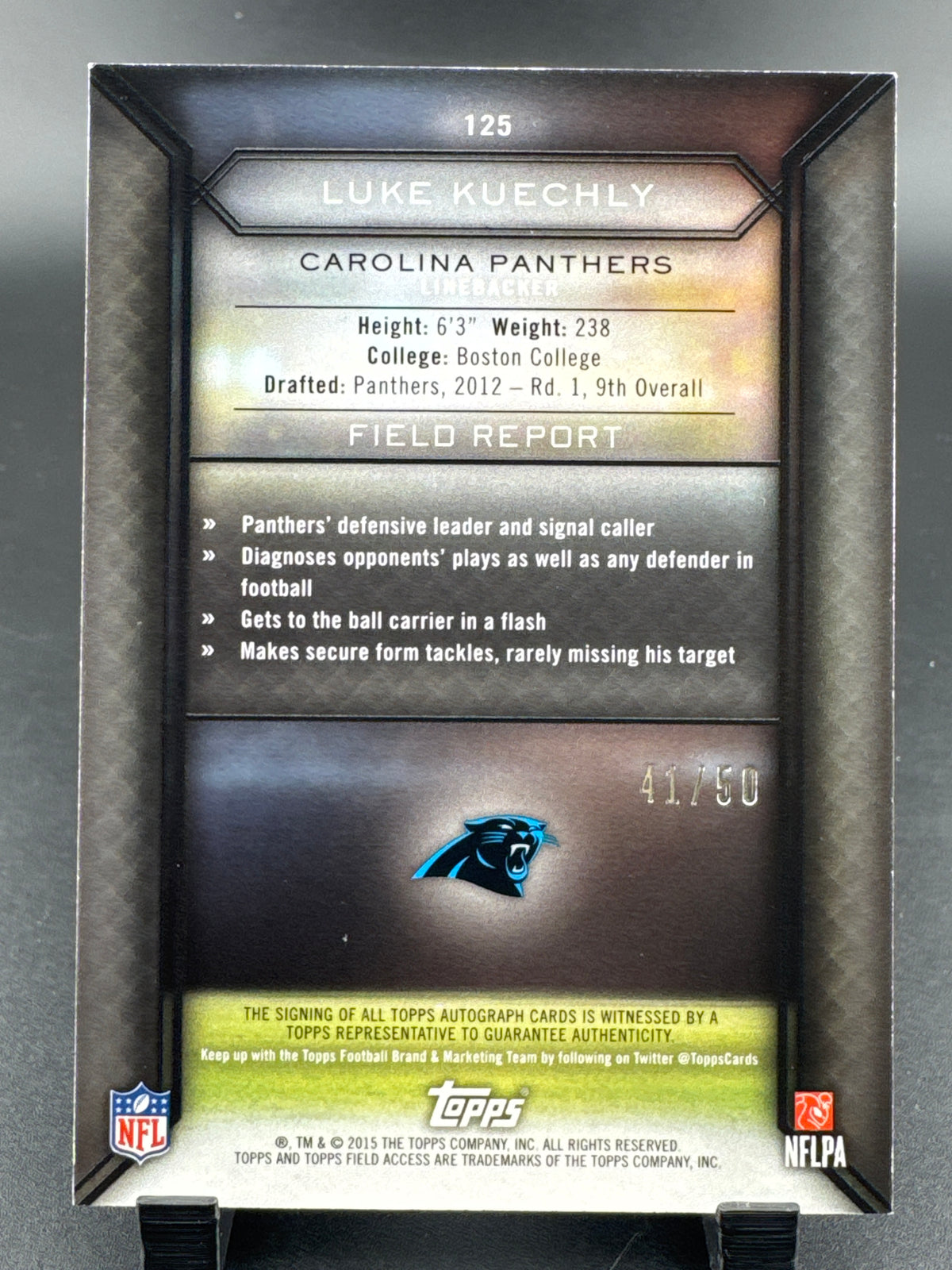 2015 Topps Field Access Luke Kuechly #125 /50