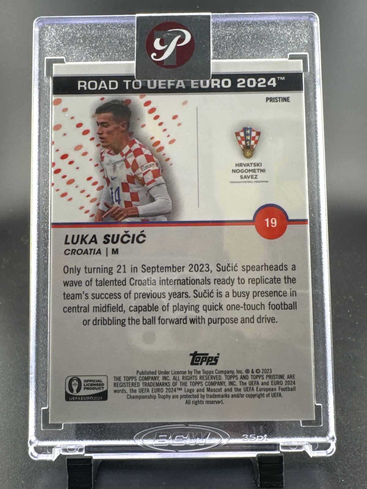 2023 Topps Pristine Road to UEFA Euro 2024 Luka Sučić #19 Blue