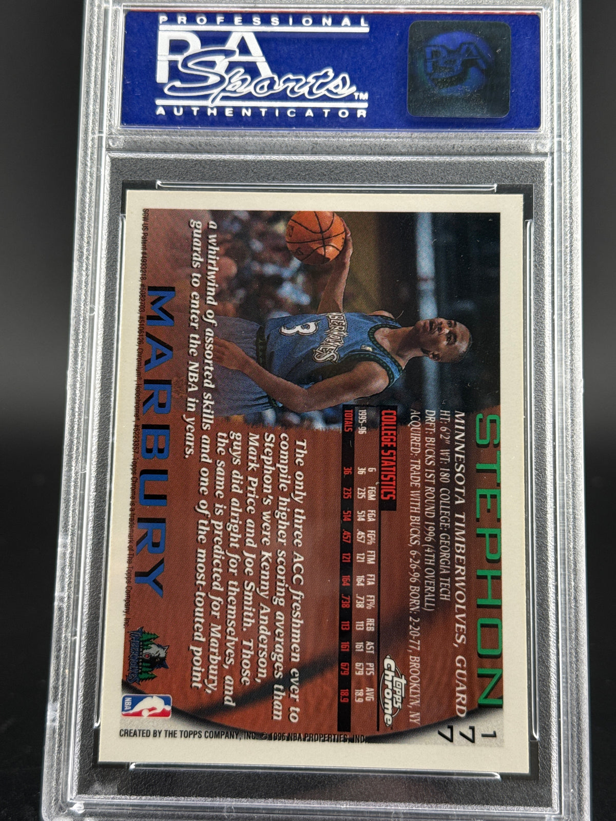 1996 Topps Chrome Stephon Marbury #177 PSA 9